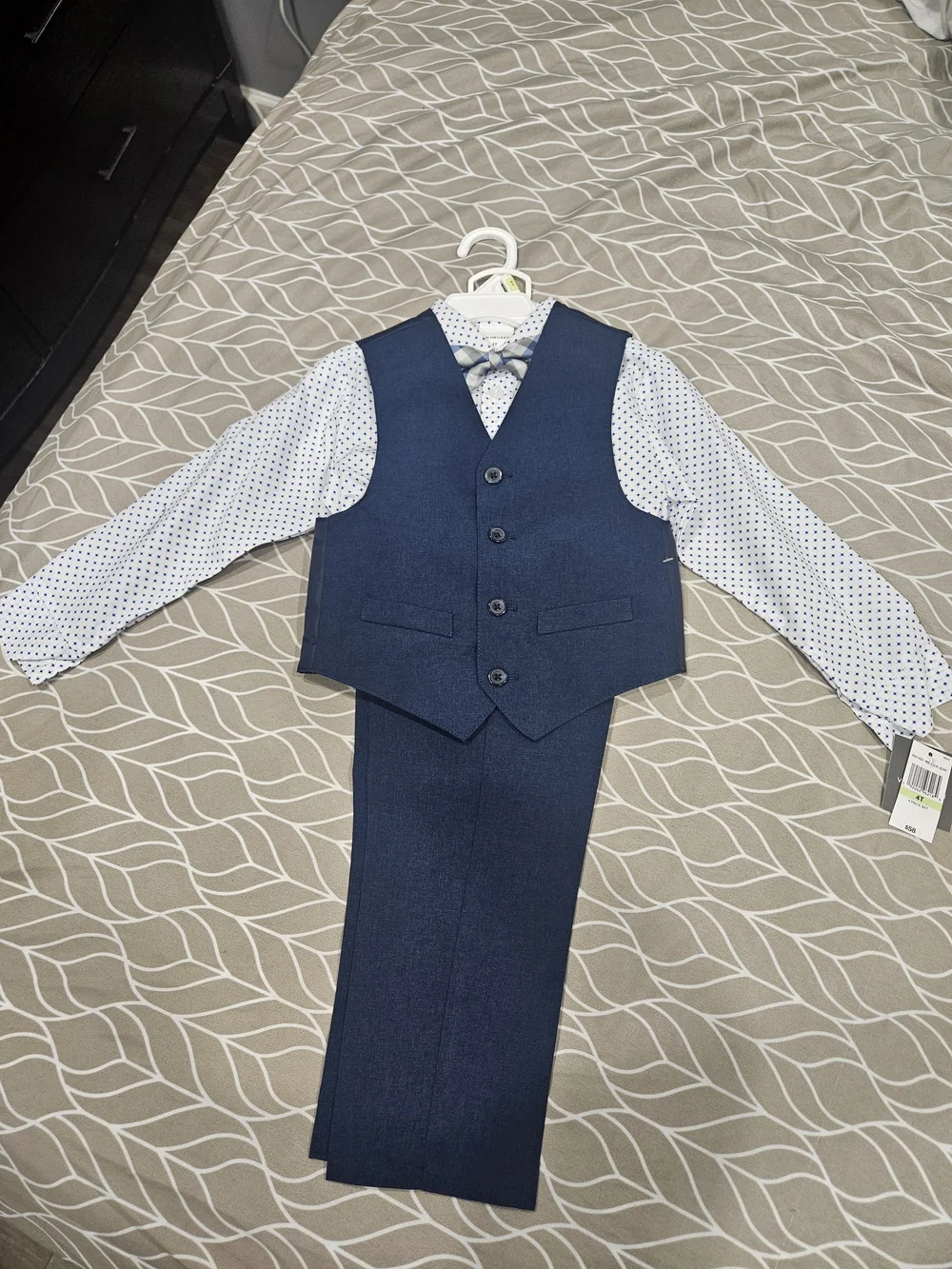 Van Heusen Navy Boys' Vest, Pants & Polka Dot Shirt Set with Bow Tie